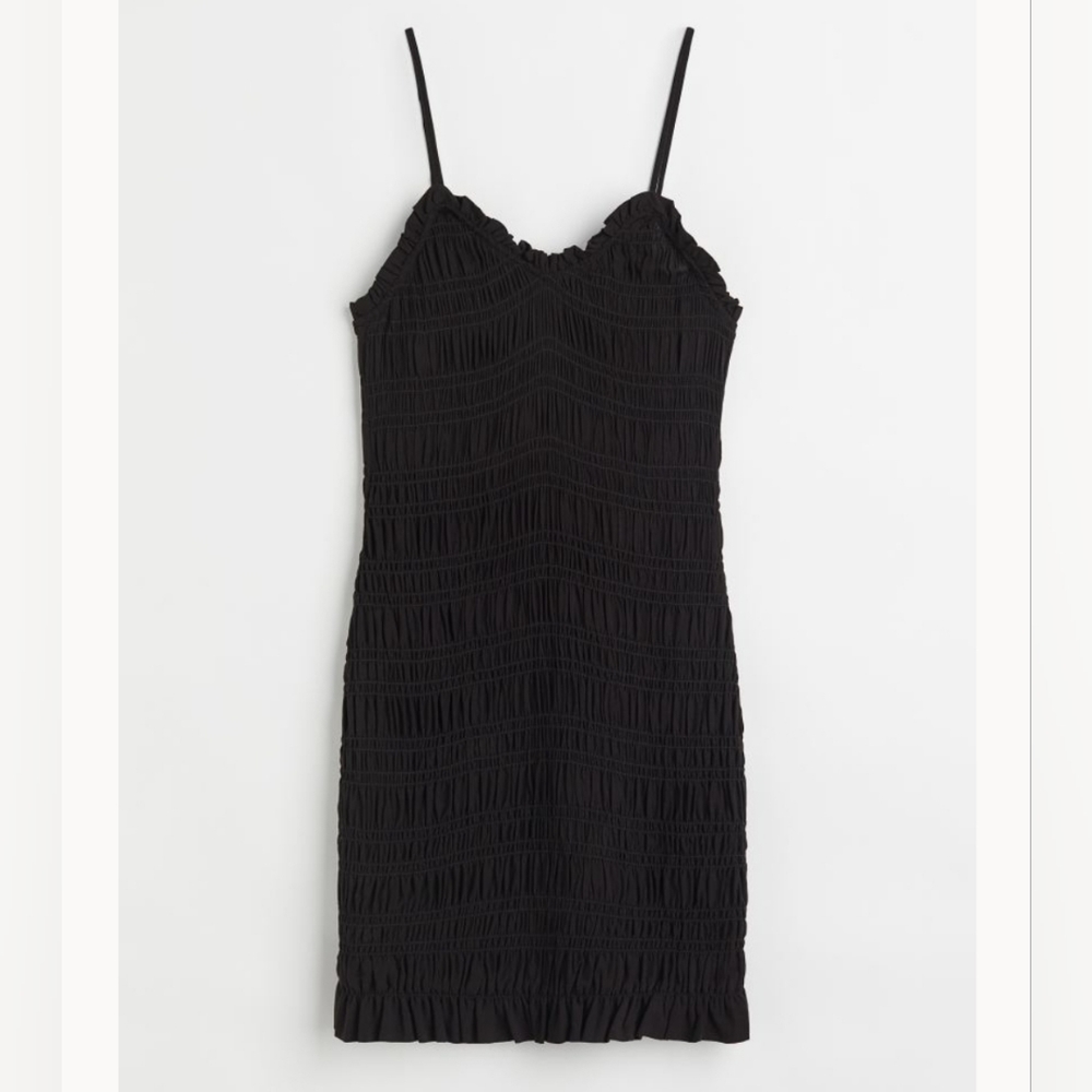 NWT H&M Smocked Black Dress Sz. M